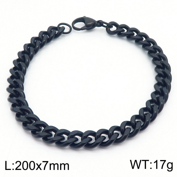 Men's Fashion Side Flat Chain Stainless Steel Bracelets