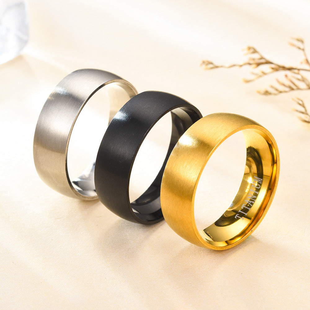 Men's Stainless Steel Ornament Frosted Matte Titanium Rings