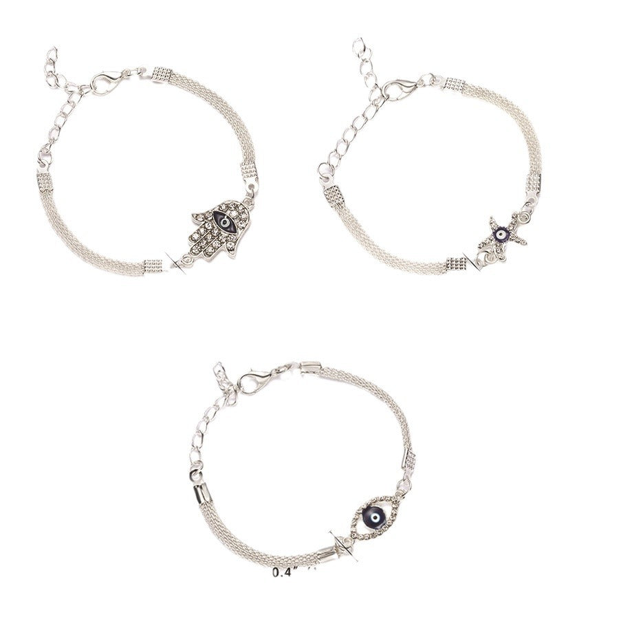 Street Shot Fashion Personality Geometric Sweet Chain Blue Eyes Sier Bracelets
