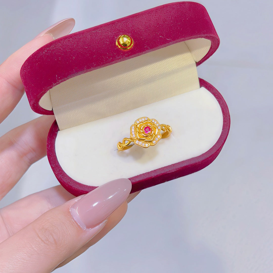 Women's Alluvial Gold Retro Affordable Luxury Design Brass Plated Fashion Ring