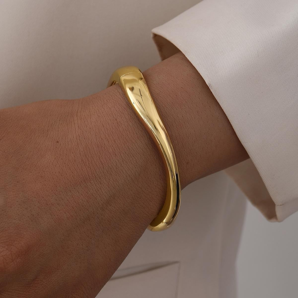 Leaves Glossy Irregular With Personality Stripes Bracelets