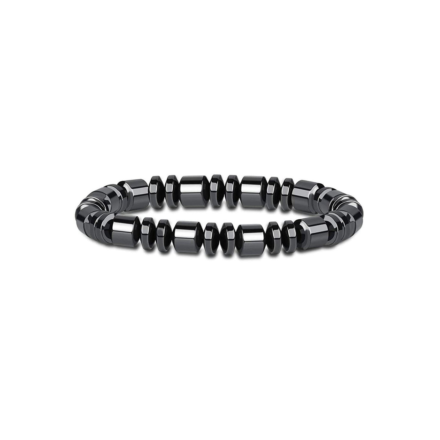 Men's Haematite Stretch Natural Stone Beaded Spacer Yoga Single Bracelet