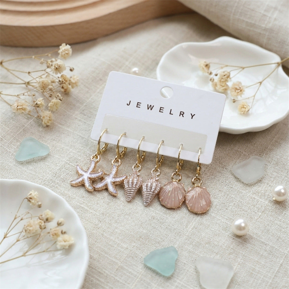 Summer Drop Oil Glitter Marine Female Ear Earrings