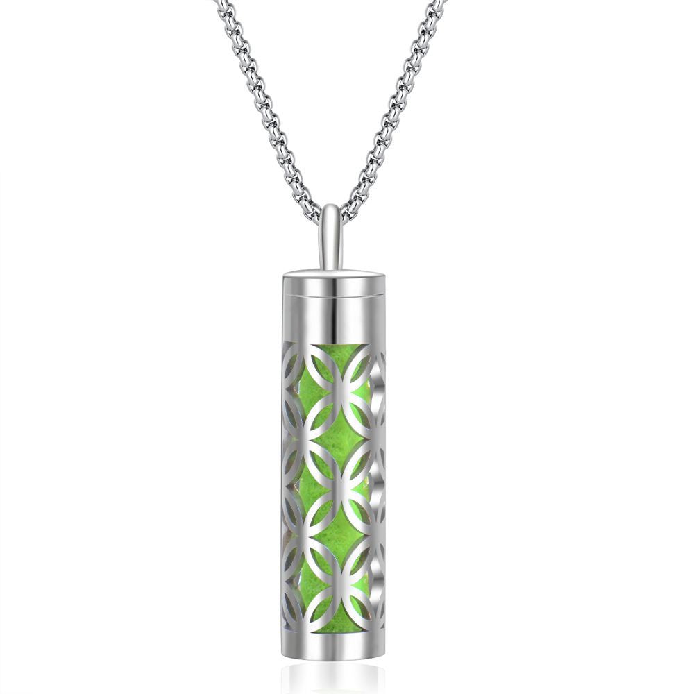 Perfume Bottle Essential Oil Stainless Steel Cylinder Corrugated Couple Pendants