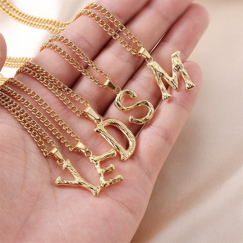 Textured Letters Design Sense Elegant Simple Necklaces