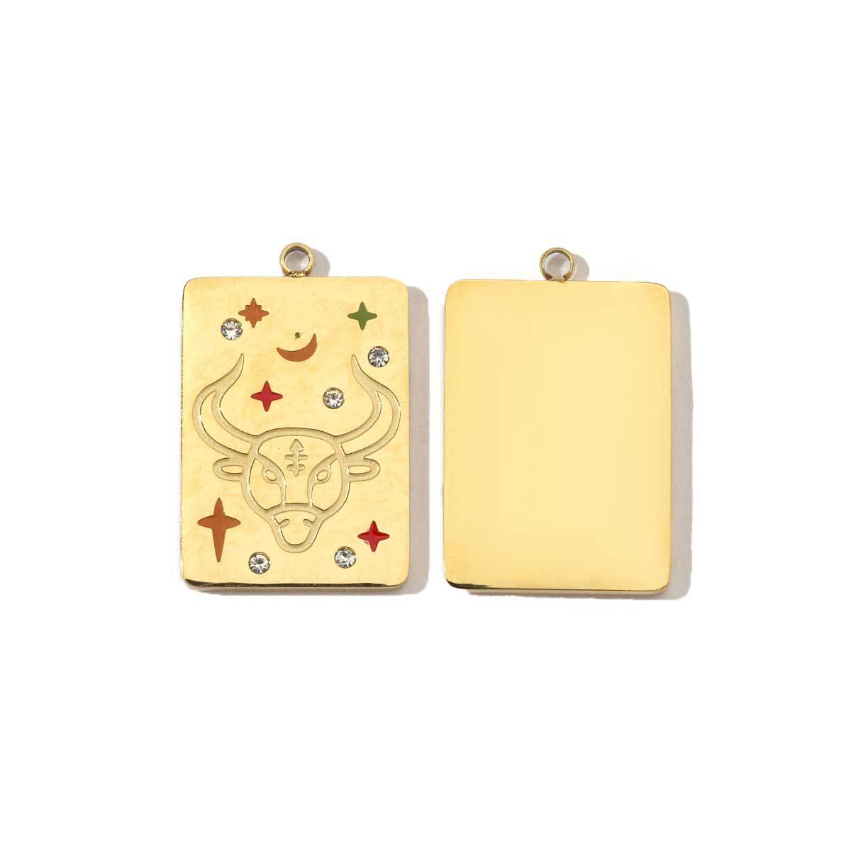 Real Gold Constellation Square Colorful Crystals Pendants