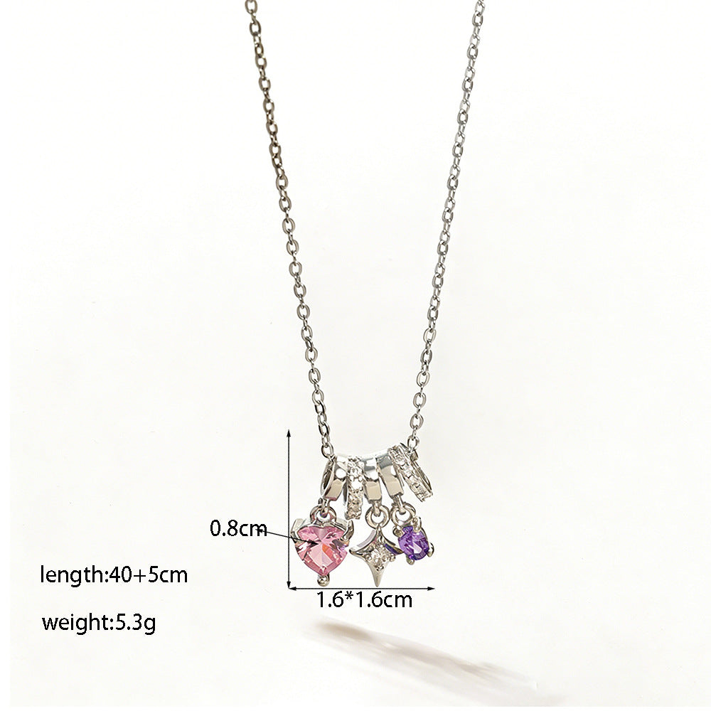 Women's Micro Inlaid Zircon Sun Star Moon Zodiac Clavicle Necklace