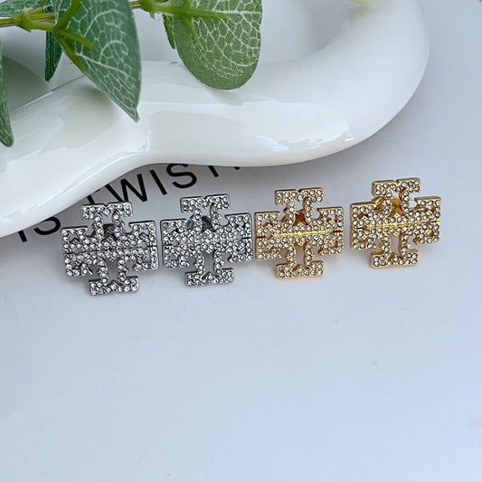 Women's Diamond Inlaid With English Letters Shape Exquisite Earrings