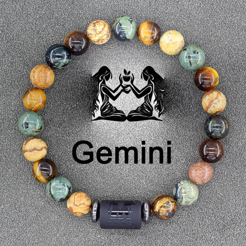Constellation Natural Stone Beaded Twee Tigereye Bracelet