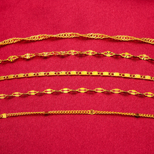 Women's Placer Gold Gold-plated Water Wave Chain Necklaces