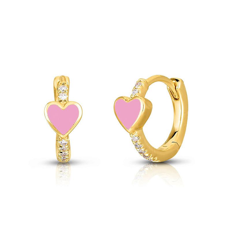 Sier Needle Fashion Simple Heart-shaped Geometric Ear French Stud Earrings