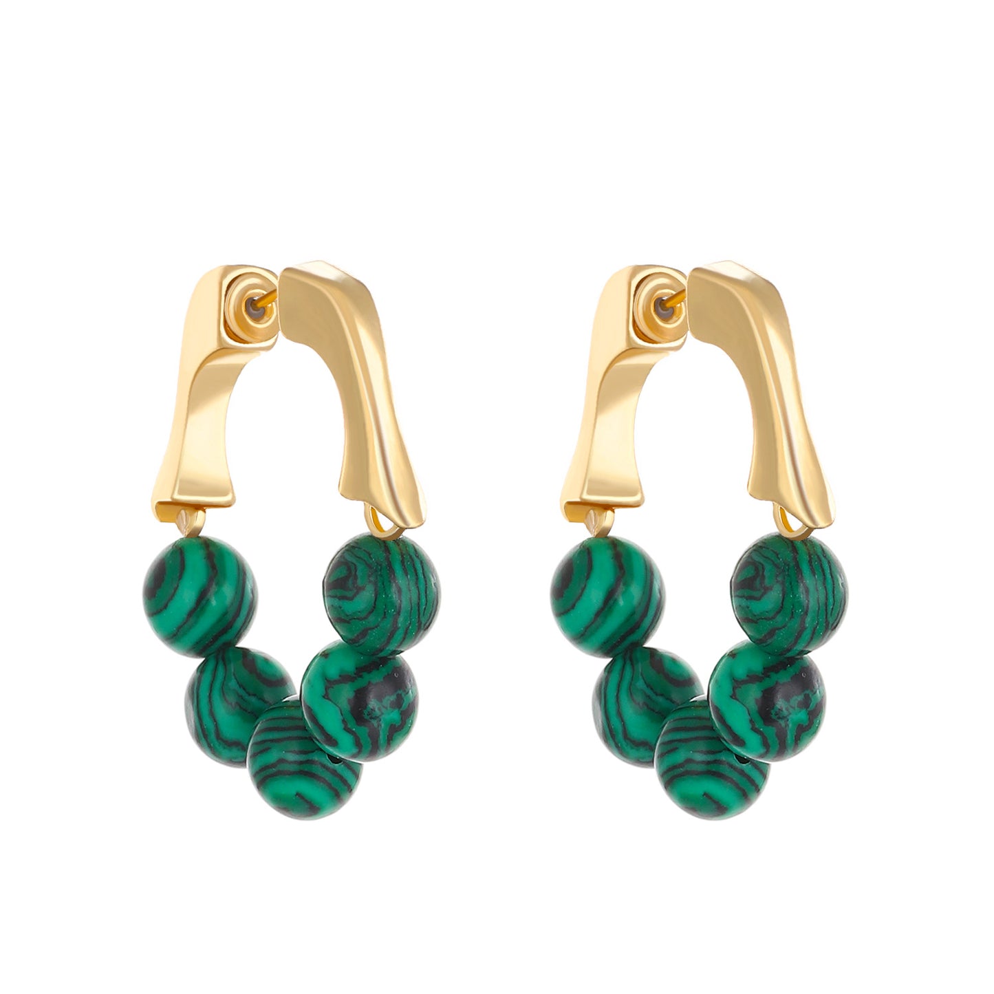 French Retro Green Design Cold Style Ball Bead Ear Buckle