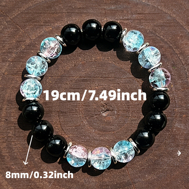 Xi Plaid Floral Colored Glaze Glass Bracelet