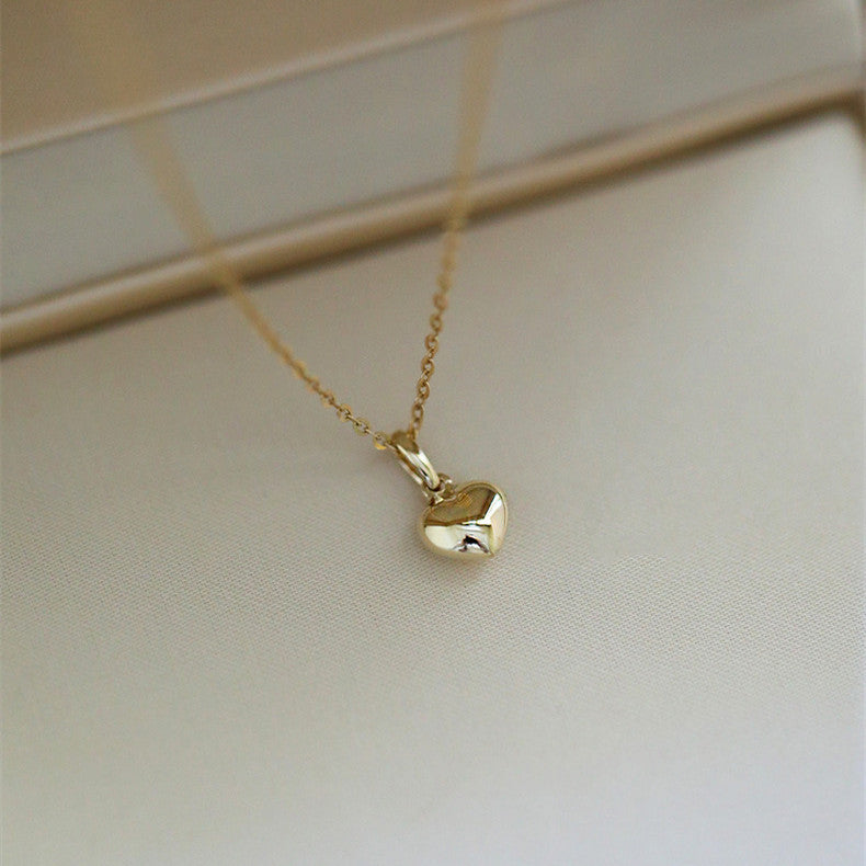 Women's Sterling Sier Gold-plated Peach Heart Glossy Three-dimensional Love Simplicity Necklaces