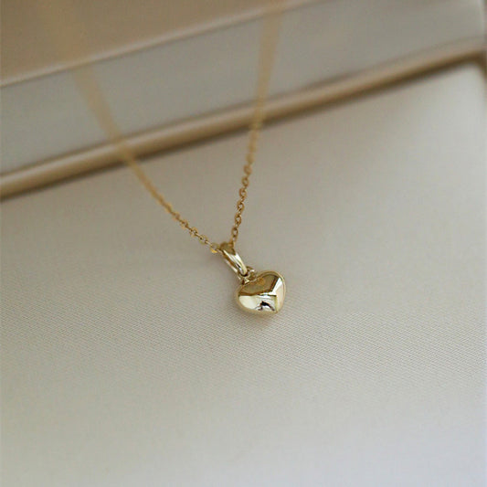 Women's Sterling Sier Gold-plated Peach Heart Glossy Three-dimensional Love Simplicity Necklaces