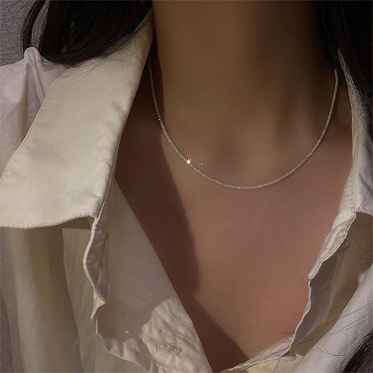 Style Sier Pigment Chain Sparkling Starry Simple Necklace