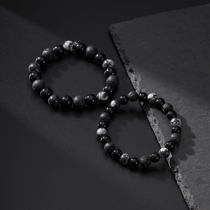 Men's Natural Volcanic Rock Snowflake Stone Beads Vintage Bracelets