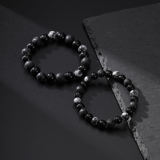 Men's Natural Volcanic Rock Snowflake Stone Beads Vintage Bracelets