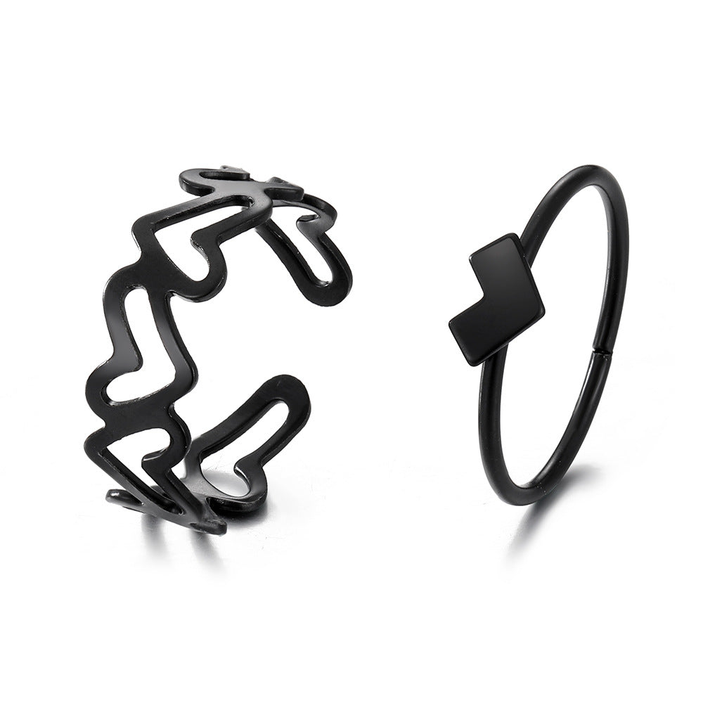 With Personality Creative Simple Twin Black Joint Snake-shaped Rings