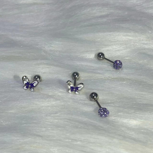 Butterfly Female Rhinestone Ball Ear Bone Earrings