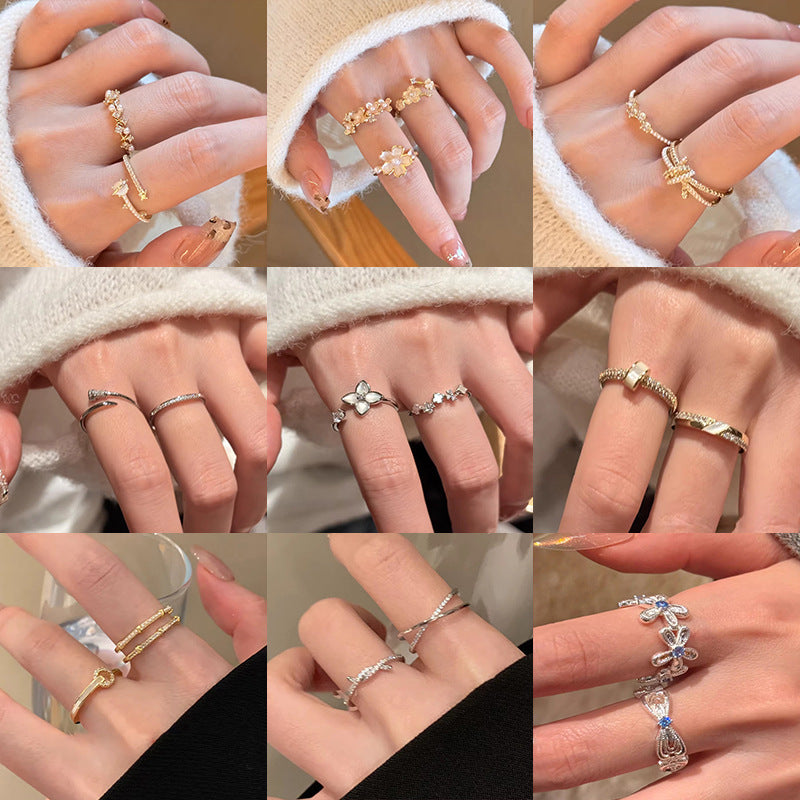 Zircon Simple Female Opening Adjustable Index Finger Light Luxury Rings