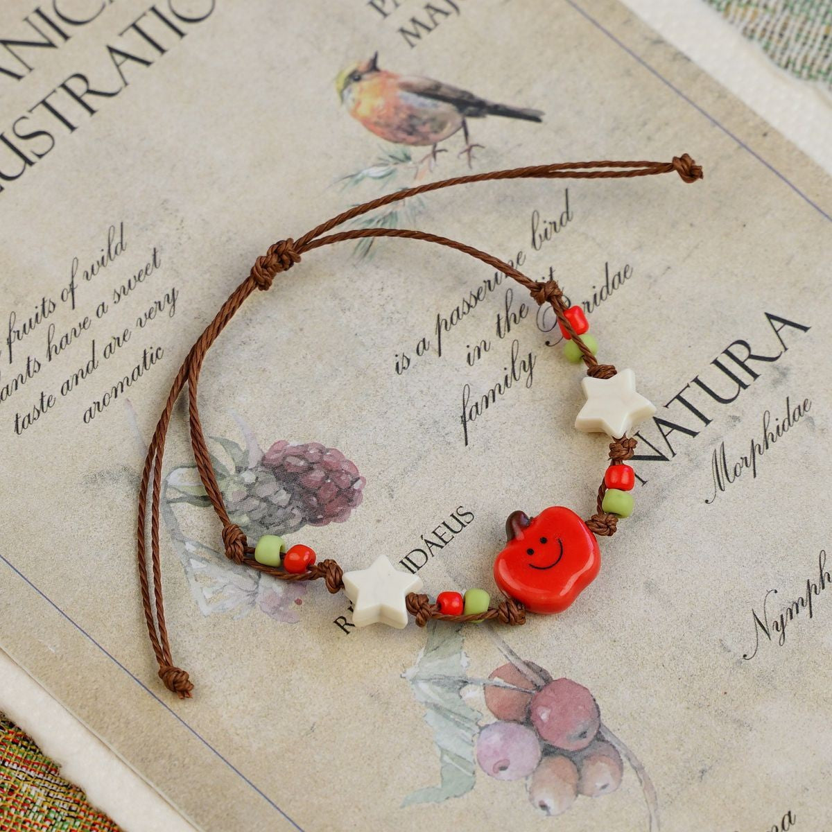 Cute Style Fresh Safe Christmas Ceramic Apple Paradise Couple Bracelet