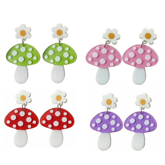 Acrylic Mushroom Cute Funny Personalized Exaggerated Rings