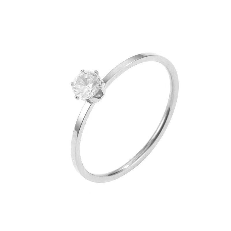 Women's Zircon Fine Titanium Steel Tail Style Diamond Ring