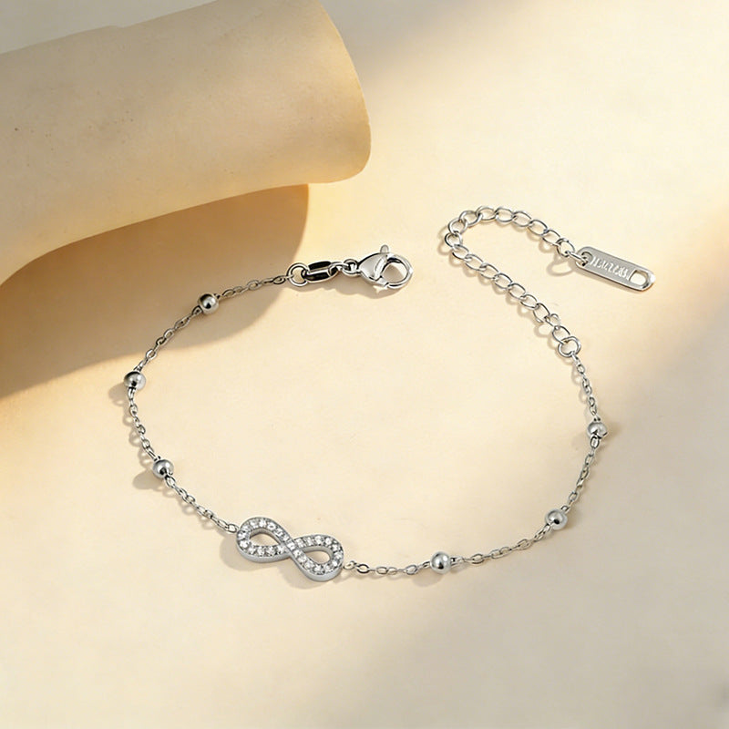 Women's Stainless Steel Infinite Zircon Light Luxury Bracelet