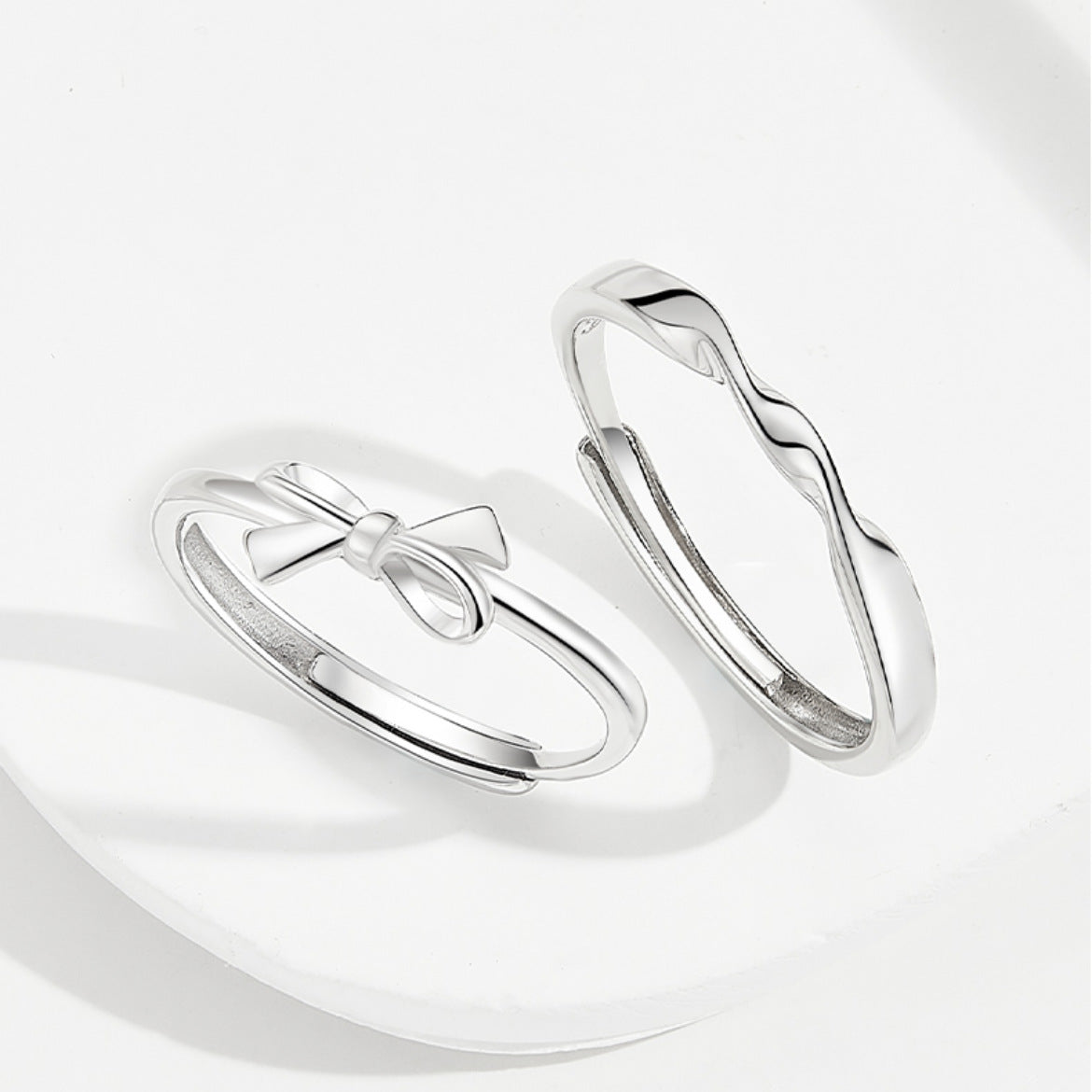 Sterling Sier Mobius Couple Simple Niche Rings