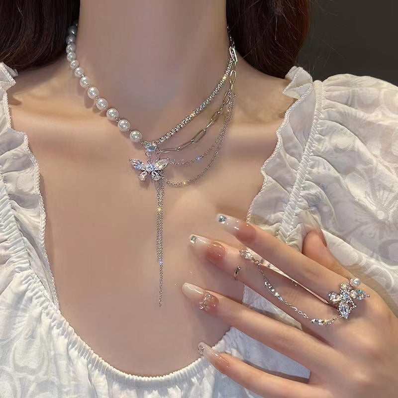 Fantasy Butterfly Female Niche Cold Feeling Tassel High Sense Clavicle Necklaces
