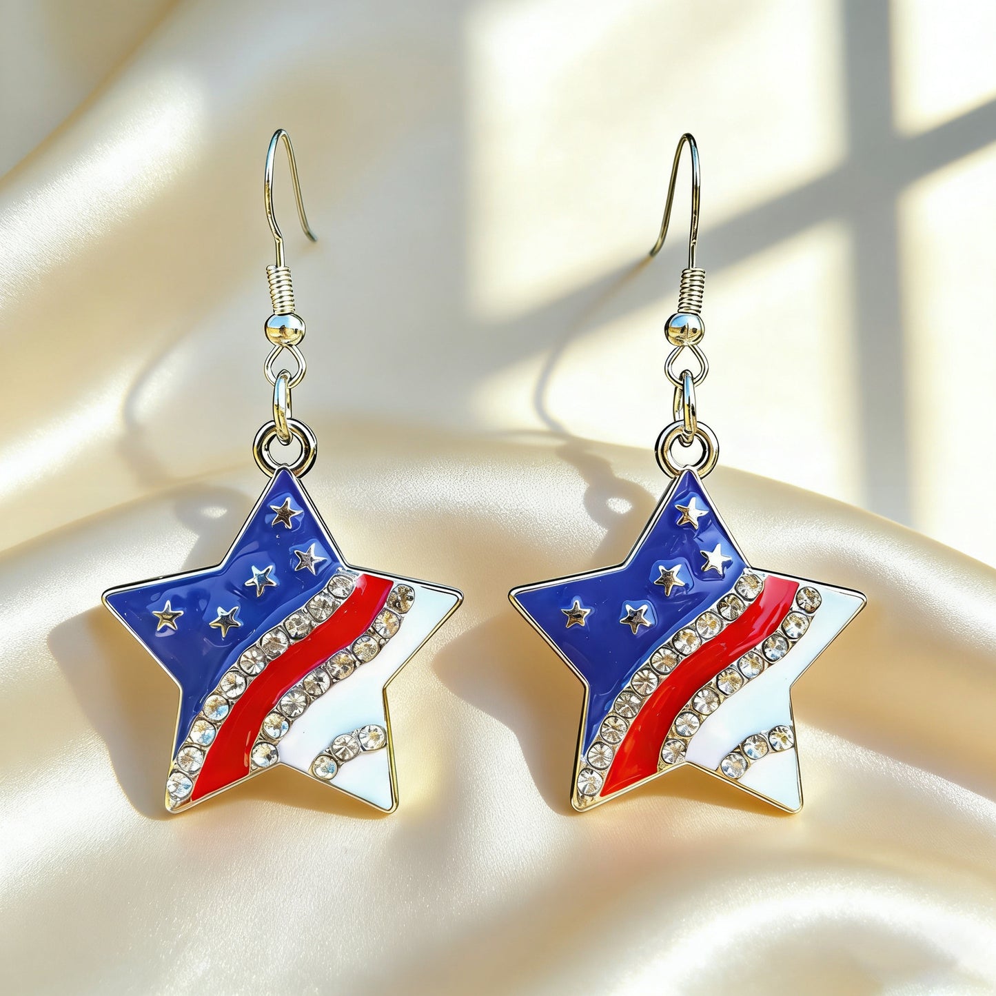 Independence Day Flag Love Five-pointed Star Earrings