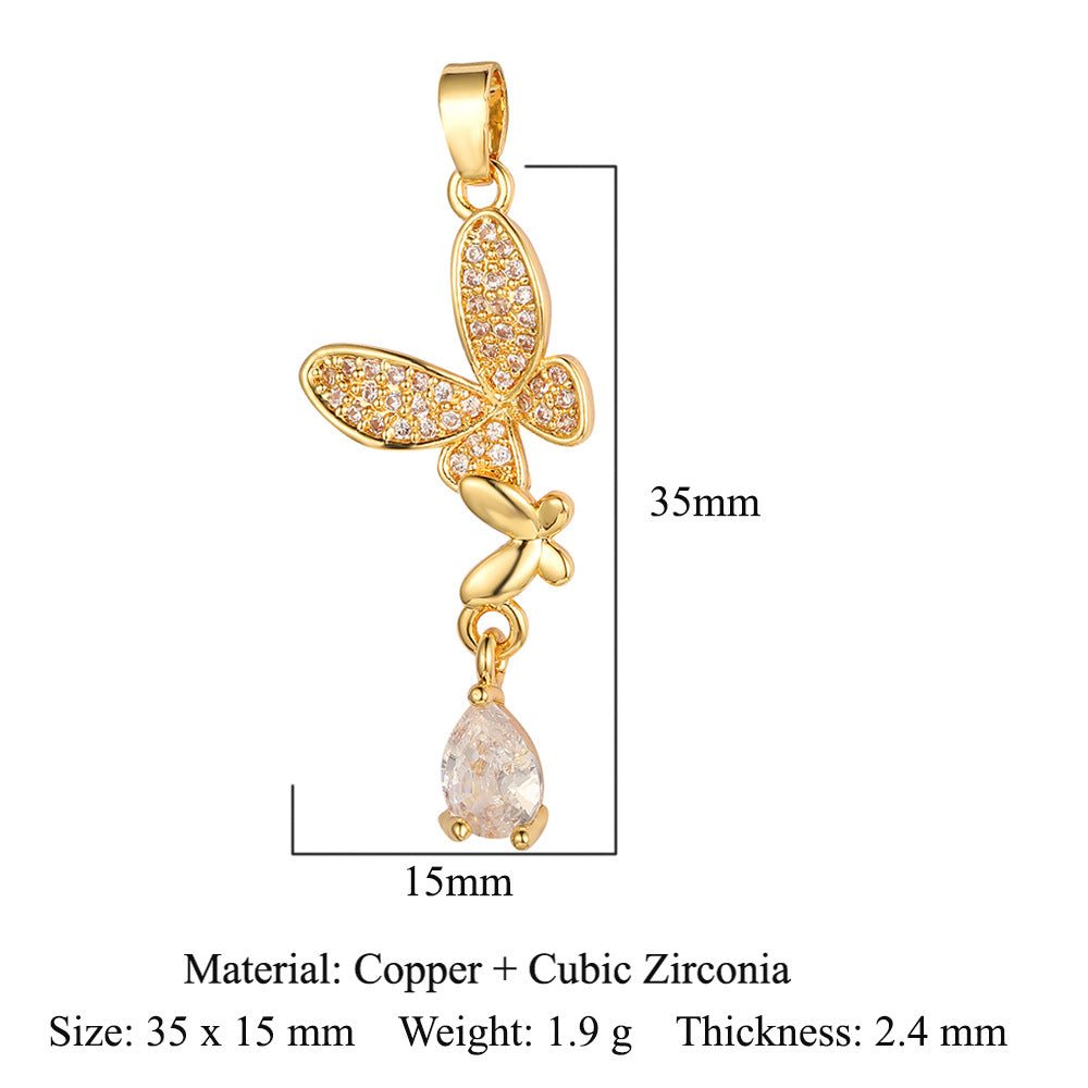 Dolphin Goldfish Copper Zircon Butterfly Rabbit Ear Pendants