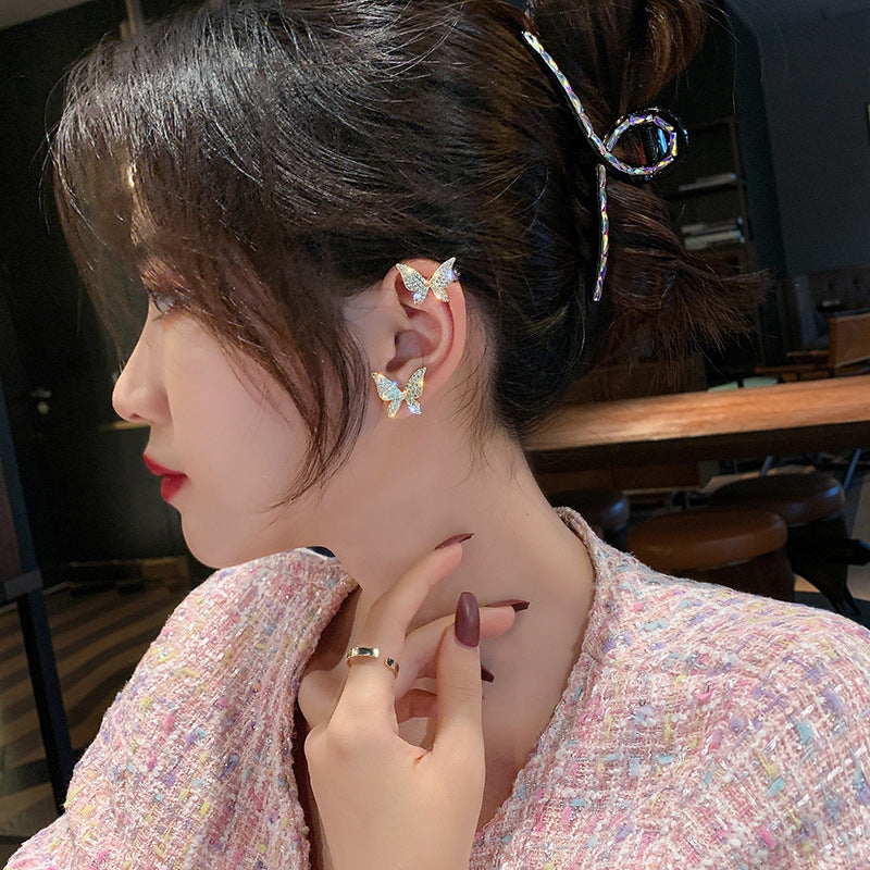 Women's Diamond Butterfly Delicate Simple Ear Clip Temperamental Earrings