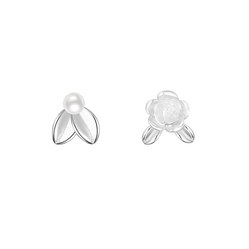 Transparent Colorful Rose Simple Niche Commuter Style Temperamental Lady Gentle Stud Earrings
