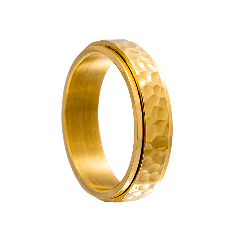 Hand Beating Moon Pit Pattern Irregular Rings