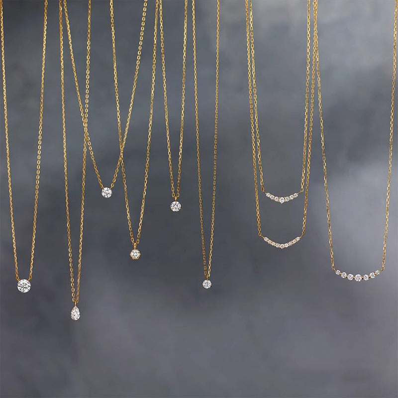 Round Diamond Sier Plated Nose Droppings Clavicle Necklaces