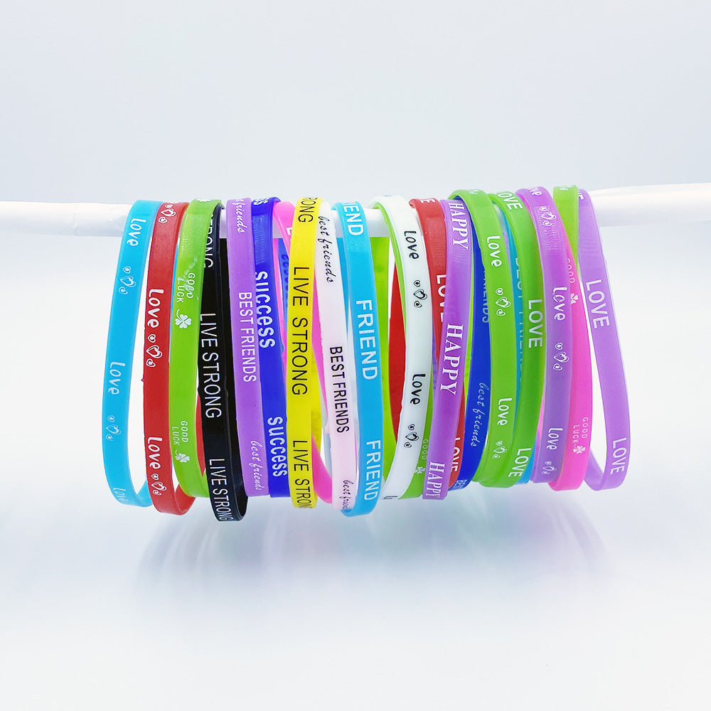 Color Sports Style With Letters Fashion Printing Rubber Bracelet