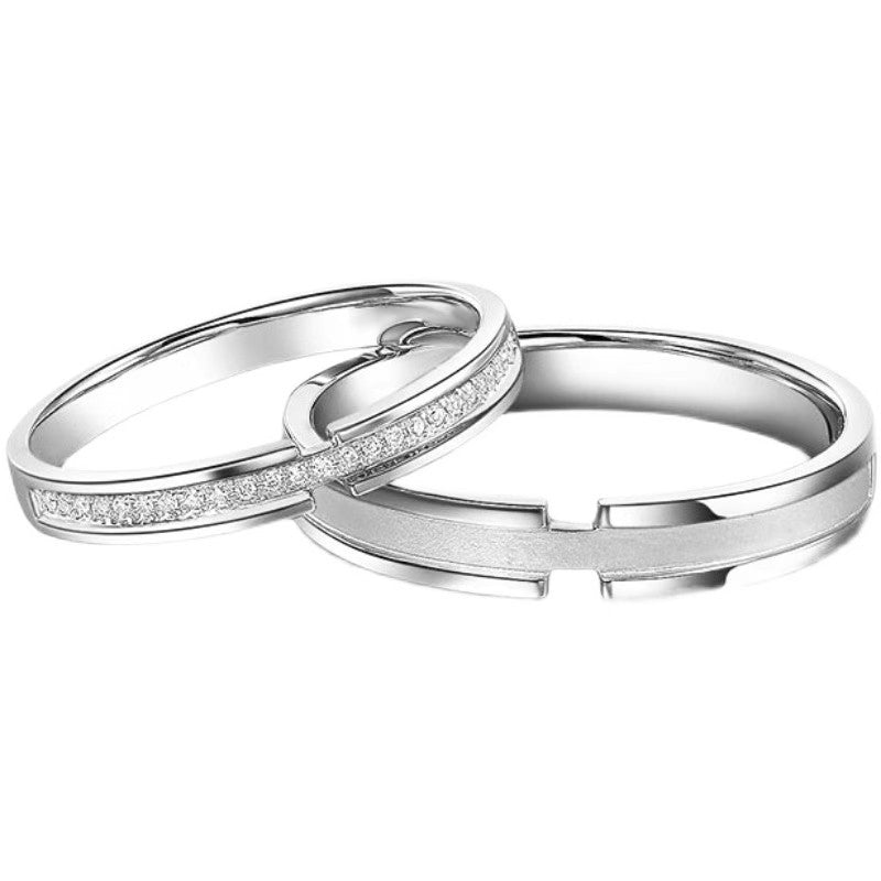 Sier Matte White Dews Couple Niche Rings