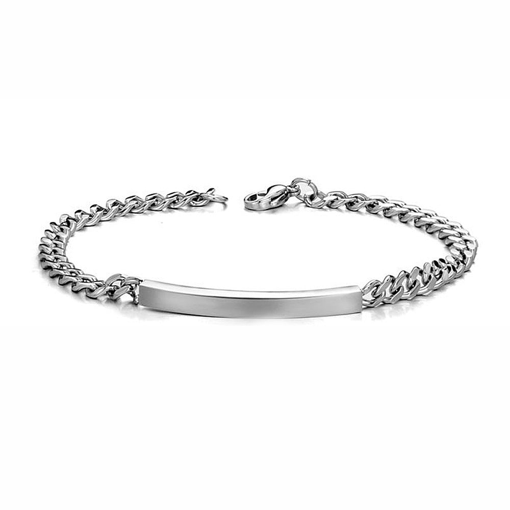 Women's & Men's Glossy Can Carve Writing Titanium Steel Bracelets