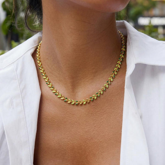 Vintage Drop Oil Blade Stainless Steel Gold Plated High-grade Color Necklaces