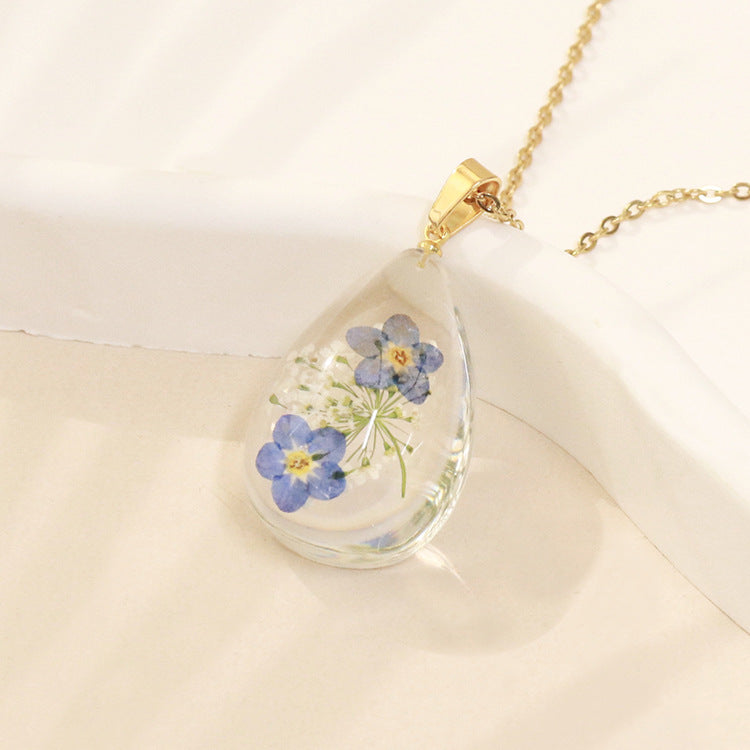 Transparent Epoxy Plant Specimen Real Flower Pendants