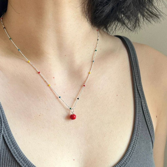 Glaze Beaded Female Cute Apple Czech Beads Necklaces