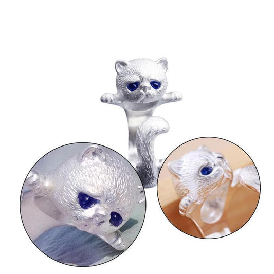 Women's Simple Cute Kitten Open Cat Paw Ear Puppy Rings