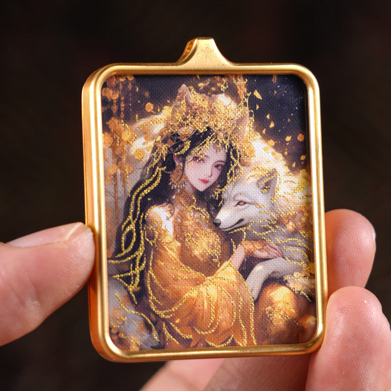 Version Fox Square Plate Peach Blossom Pendants