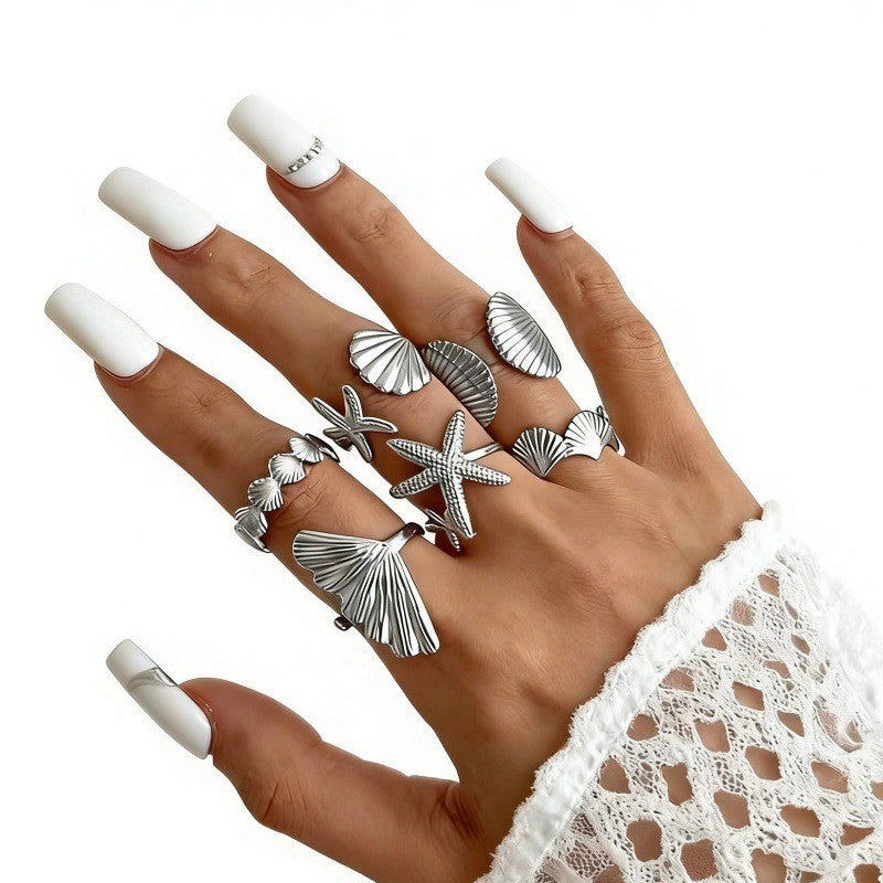 Hand Vintage Metal Geometry Irregular Diamond Ring