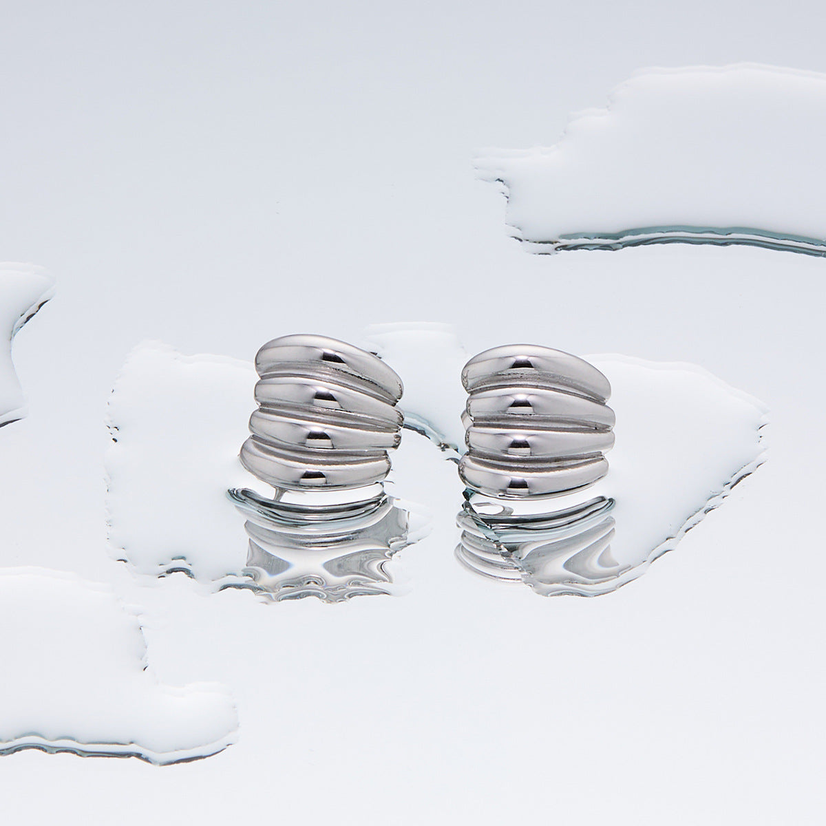 Women's Fashion Exaggerated Titanium Steel Ear High Sense Design Electroplating Stud Earrings