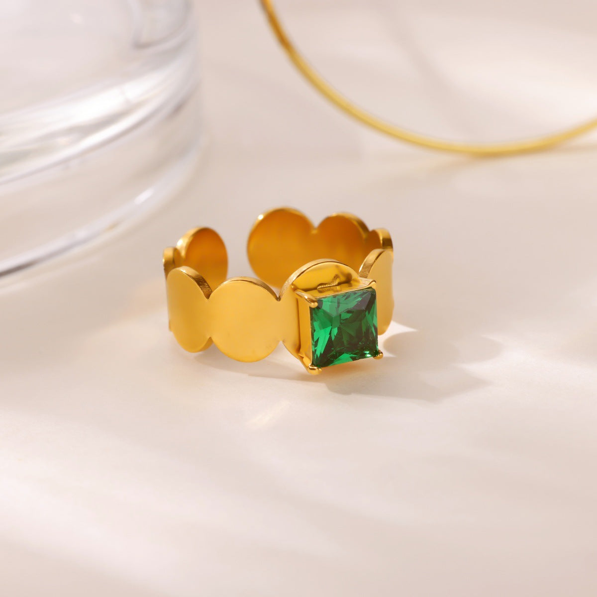 Women's Gold-plated Stainless Steel Geometric High-grade Open Ring