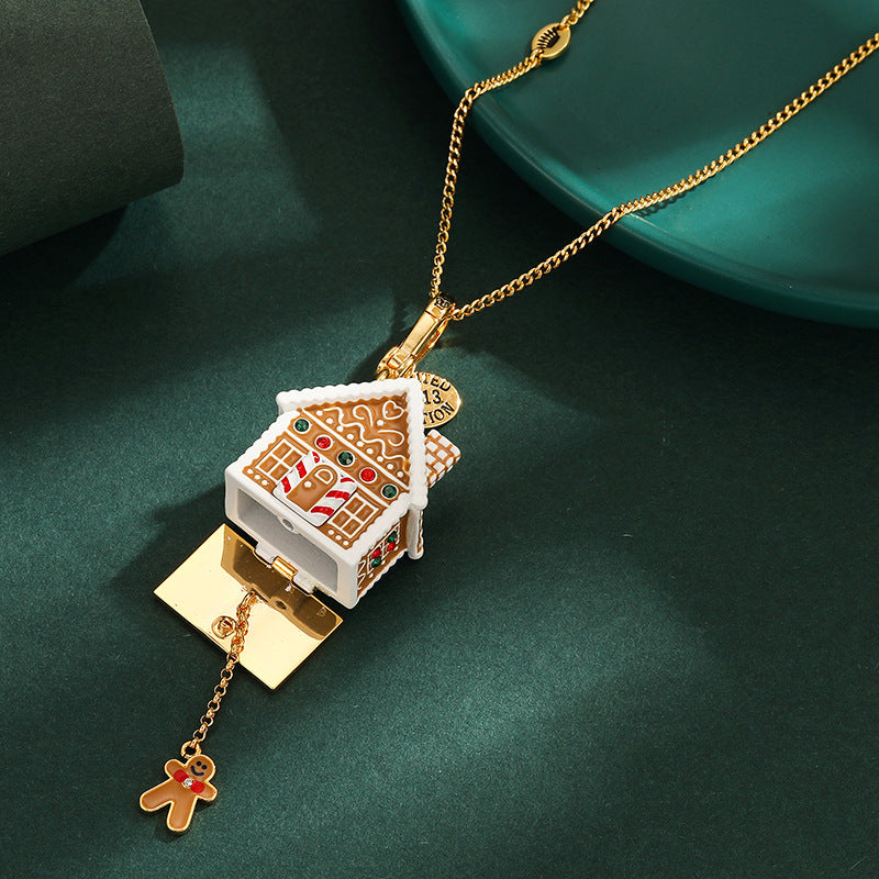 Enamel Glaze Design Ginger Cake House Pendants