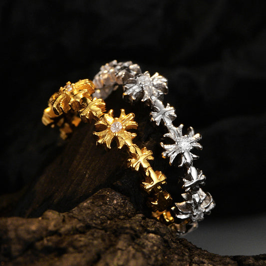 Korean Style Simple Compact Sterling Sier Starry Cold Wind Niche Rings